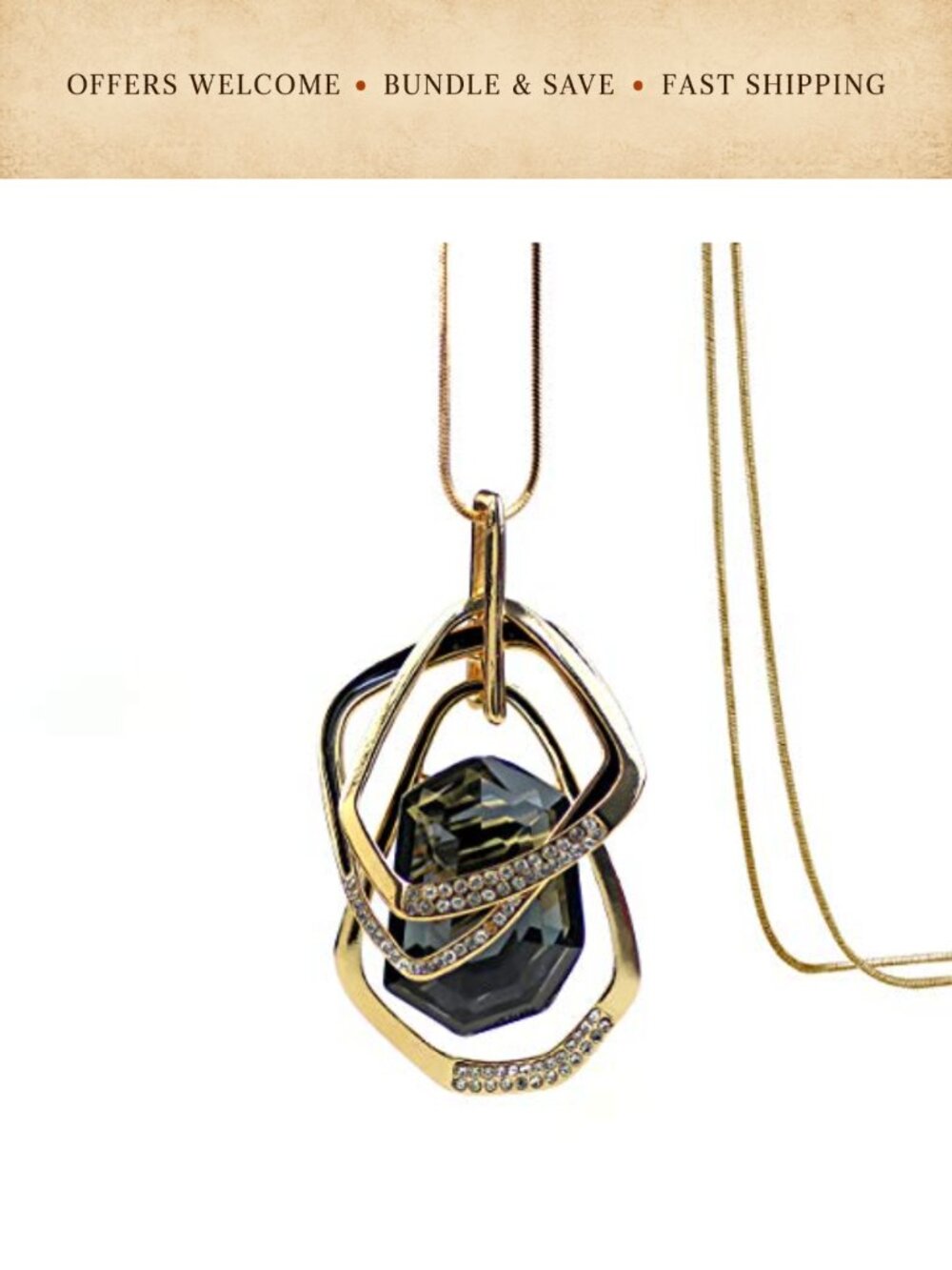 Triple Layer Pendant Necklace Long Chain Sweater Necklace Boho Jewelry